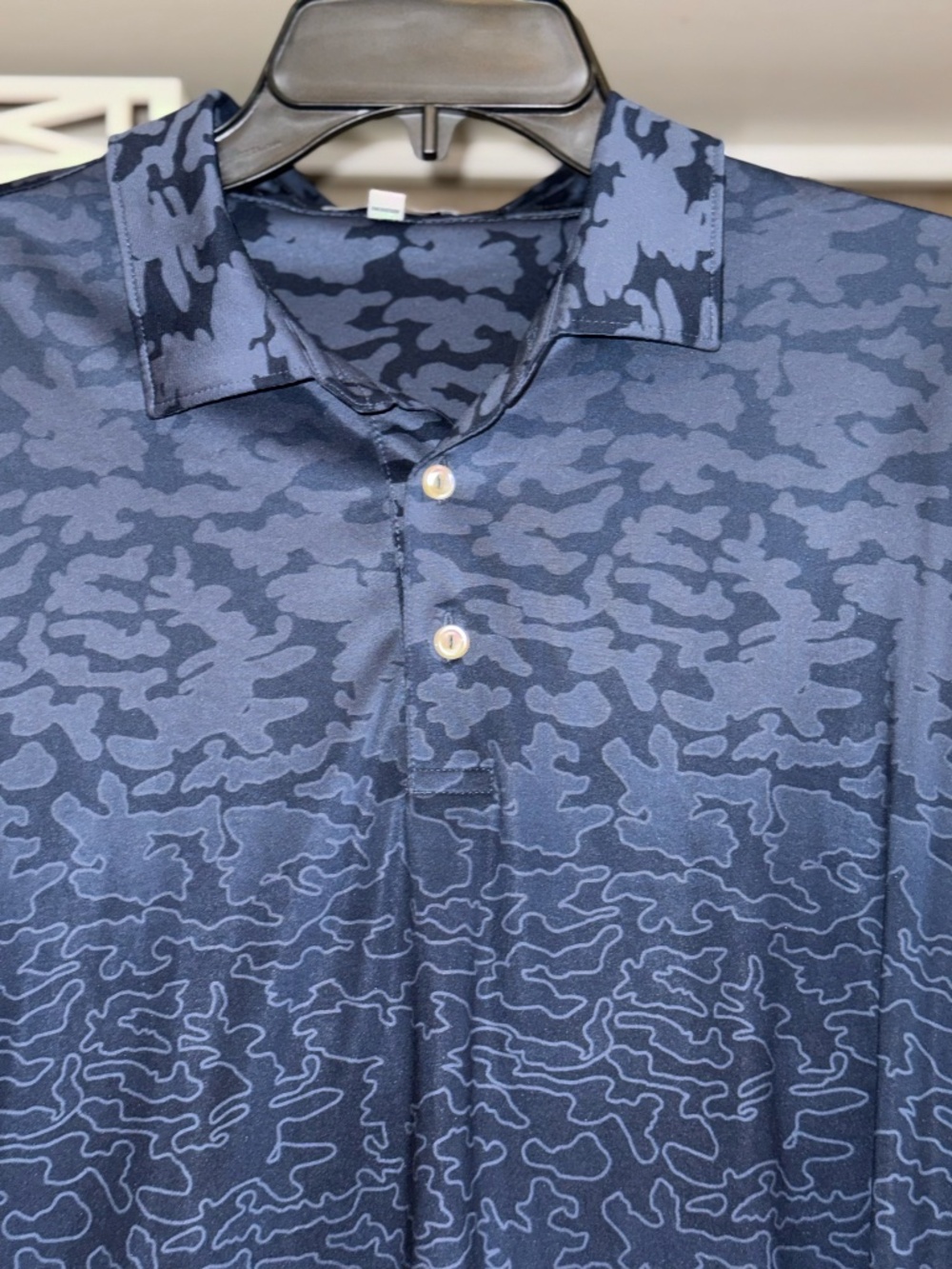 Peter Millar summer comfort mens Large L polo shirt blue camouflage - Picture 3 of 4